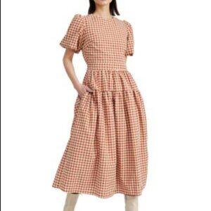 EN SAISON GINGHAM COTTON BLEND DRESS